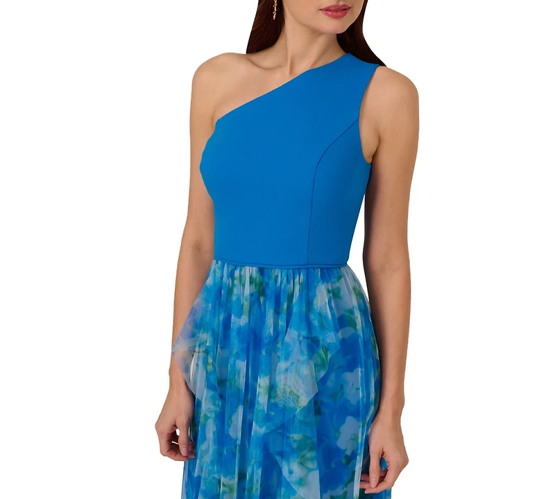Adrianna Papell Women's Sweetpea Mixed-Media Gown