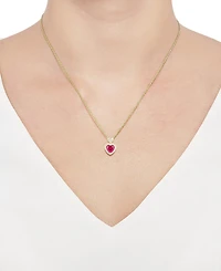 Lab Grown Ruby (1 ct. t.w.), White Sapphire (1/5 ct. t.w.) & Diamond Accent Heart Pendant Necklace in 14K Gold Over Sterling Silver, 18"