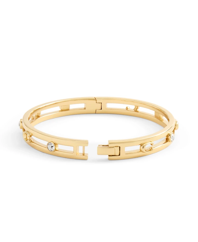Coach Faux Stone Signature C Open Bangle Bracelet