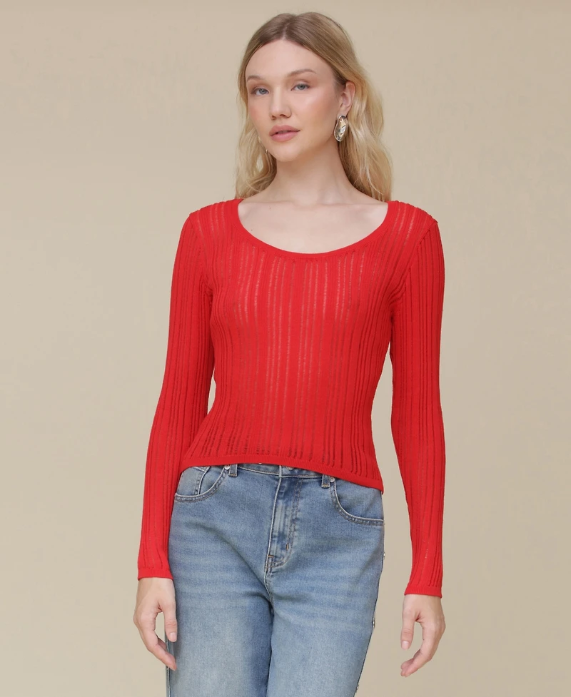 Avec Les Filles Women's Scoop-Neck Pullover Sweater