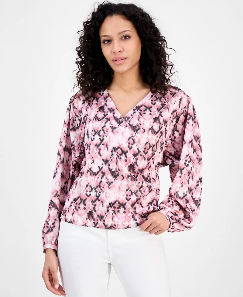 Boss Orange Women's Printed Long-Sleeve V-Neck Blouse