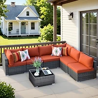 Xizzi 7-Piece Patio Furniture Outdoor Sofa Sets with New Wicker,Cushions and Coffee Table Suitable For patio, garden, backyard, yard and balcony,Navy