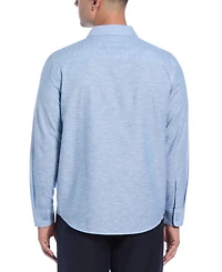 Cubavera Men's Big & Tall Linen Blend Tuck Panel Long Sleeve Button-Down Shirt