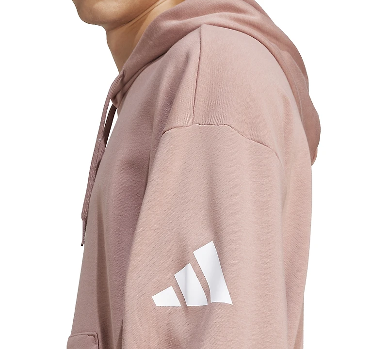 adidas Men's Essentials Three Bar Loose-Fit French Terry Hoodie