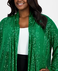 Anne Klein Plus Open-Front Sequin Cardigan
