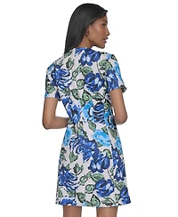 Halston Women's Printed Fit & Flare Short-Sleeve Dress
