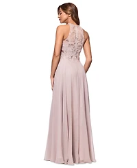 Xscape Petite Beaded Sleeveless High-Neck Gown