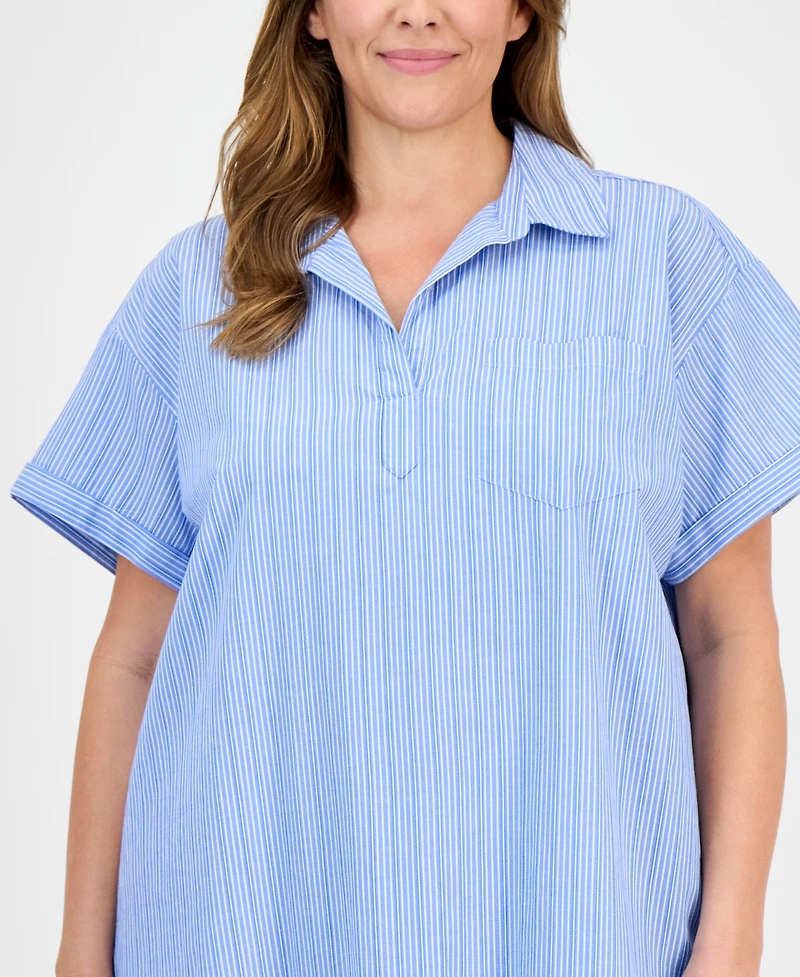 Style & Co Plus Stripe Popover Shirtdress, Exclusively at Macy's