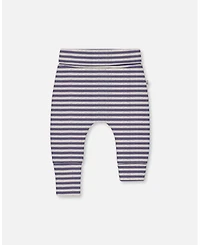 Deux par Deux Baby Boys Printed Cotton Evolutive Pant Striped Navy