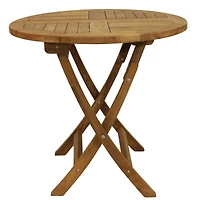 Outdoor Solid Teak Wood with Light Stained Finish Round Patio Dining Table - 32" - Light Brown