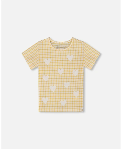 Deux par Big Girls Crinkle Top With Applique Pale Yellow And White