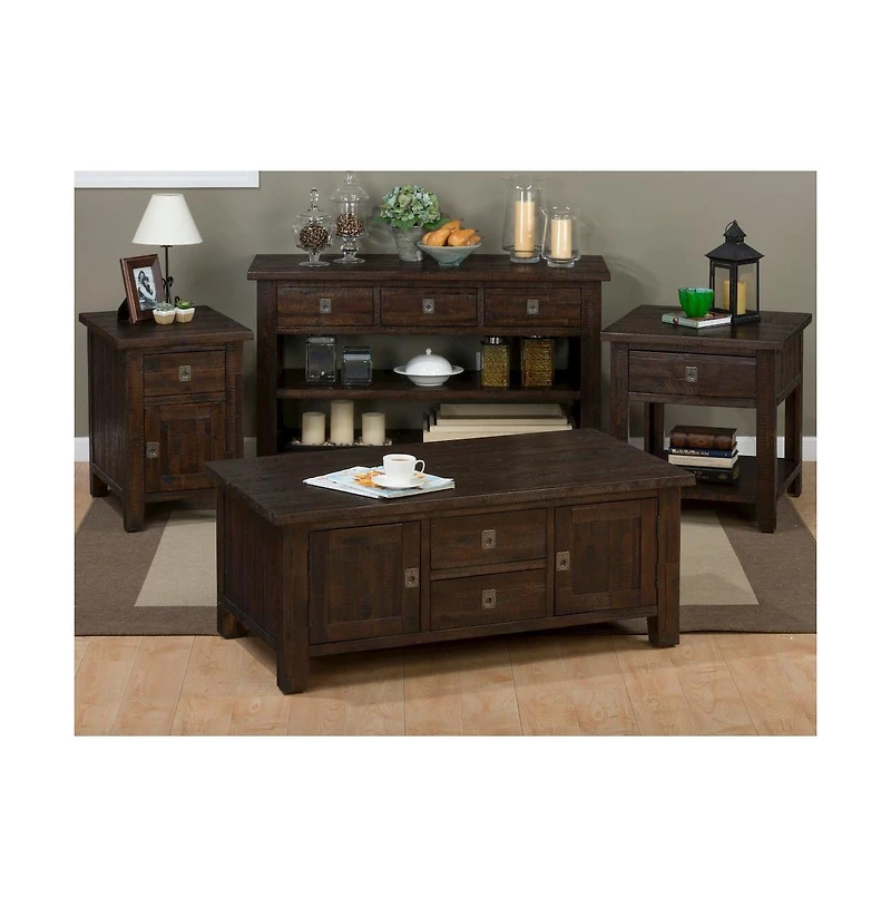 Kona Grove Distressed Rustic Solid Acacia Square End Table