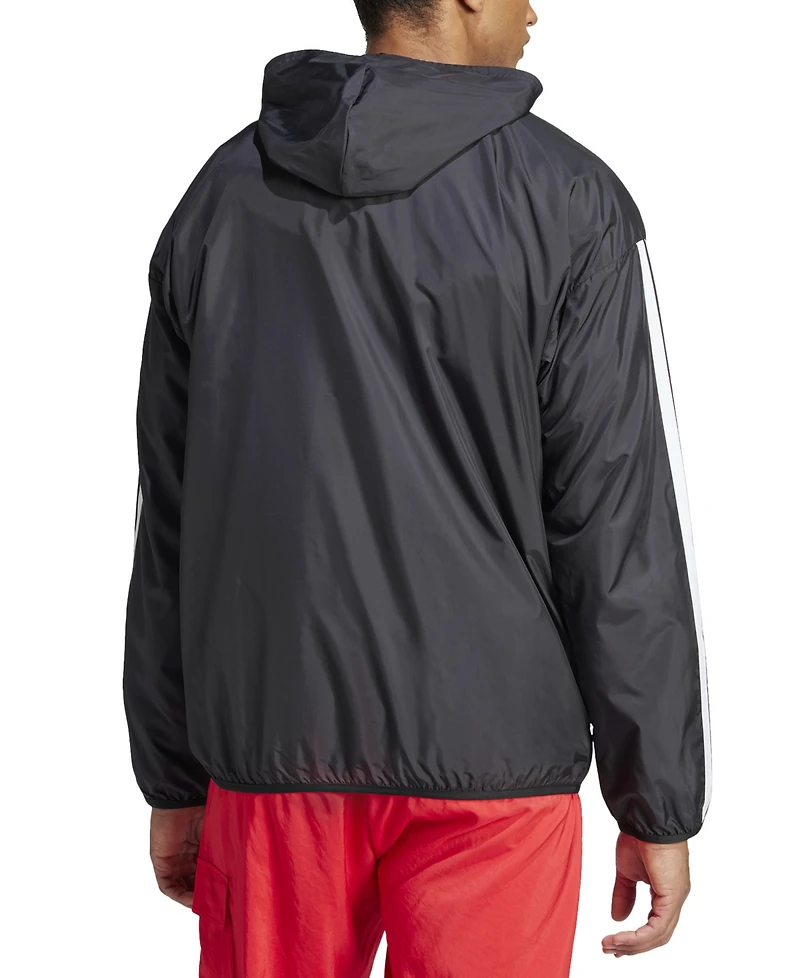 adidas Men's Essential Three-Stripes Woven Windbreaker