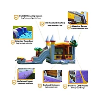 JumpOrange T-Rex Commercial Grade Bounce House Water Slide with Pool for Kids and Adults (with Blower), Basketball Hoop, Wet Dry Combo, Outdoor, Big I