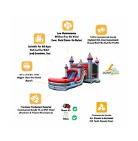 JumpOrange Titanium Commercial Grade Bounce House Water Slide Combo with Pool for Kids and Adults (with Blower), Basketball Hoop, Wet Dry Use, Outdoor