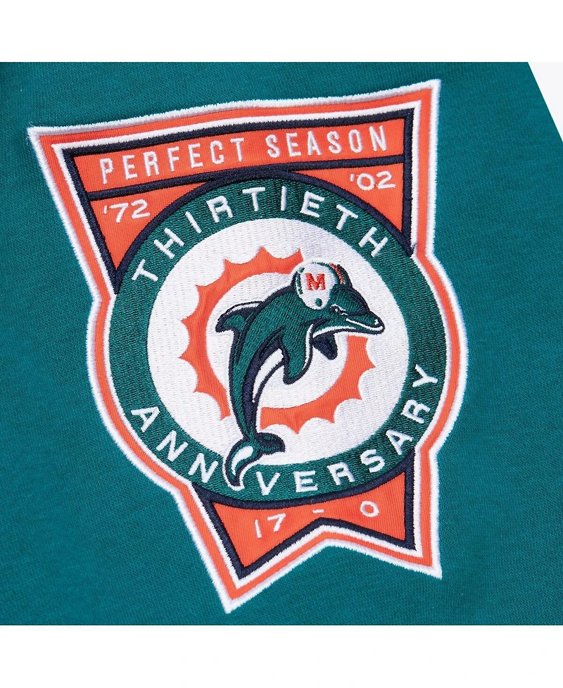 Mitchell & Ness Men's Heather Gray Miami Dolphins All Over 4.0 Vintage Logo Pullover Sweatshirt