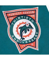 Mitchell & Ness Men's Heather Gray Miami Dolphins All Over 4.0 Vintage Logo Pullover Sweatshirt