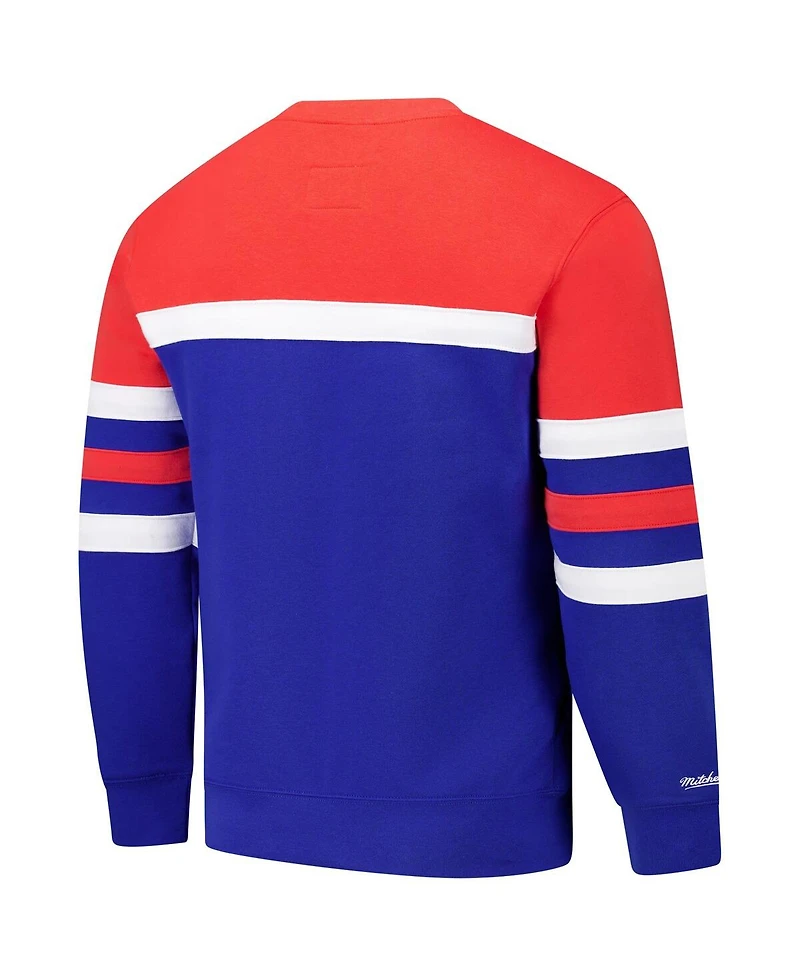Mitchell & Ness Men's Royal/Red Denver Nuggets Hardwood Classics Vintage Logo Head Coach Pullover Sweatshirt