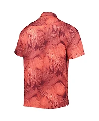 Tommy Bahama Men's Scarlet Ohio State Buckeyes Big Tall Coast Luminescent Fronds IslandZone Button-Up Camp Shirt
