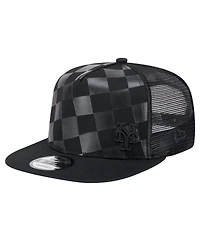 New Era Men's Black New York Mets Score Check 9FIFTY A-Frame Trucker Snapback Hat