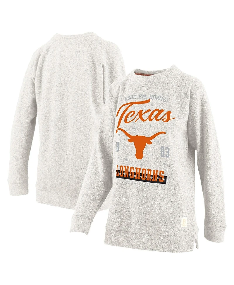 Pressbox Women's Oatmeal Texas Longhorns Plus Comfy Cairo Terry Pullover Sweatshirt