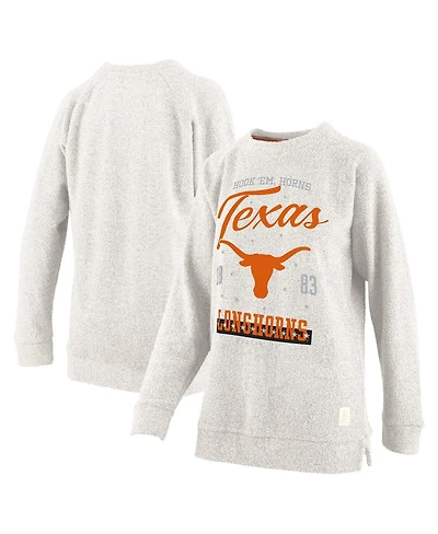 Pressbox Women's Oatmeal Texas Longhorns Plus Comfy Cairo Terry Pullover Sweatshirt