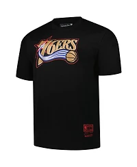 Mitchell & Ness Men's Black Philadelphia 76ers Big Tall Hardwood Classics Vintage Logo T-Shirt