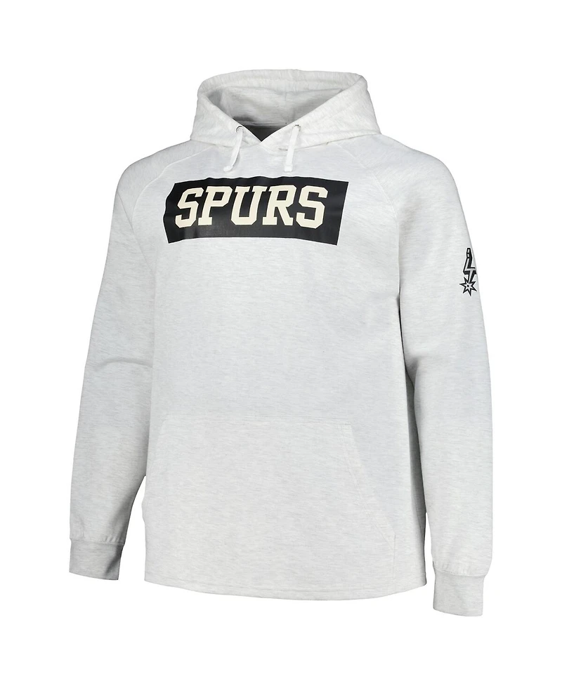 Fanatics Men's Ash San Antonio Spurs Big Tall Raglan Tri-Blend Pullover Hoodie