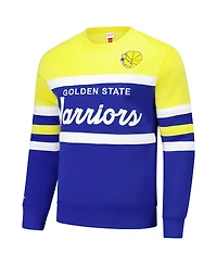 Mitchell & Ness Men's Royal/Gold Golden State Warriors Hardwood Classics Vintage Logo Head Coach Pullover Sweatshirt