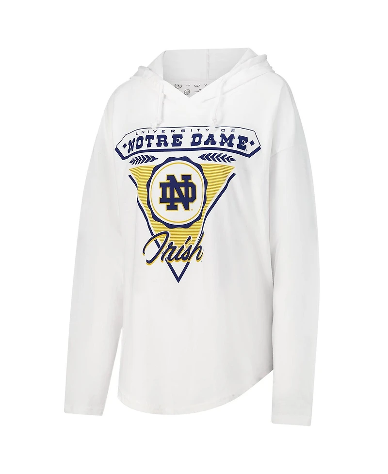 Pressbox Women's White Notre Dame Fighting Irish San Bruno Hoodie Long Sleeve T-Shirt