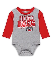 Outerstuff Baby Boys and Girls Ohio State Buckeyes Double Up Long Sleeve Bodysuit Pant Set