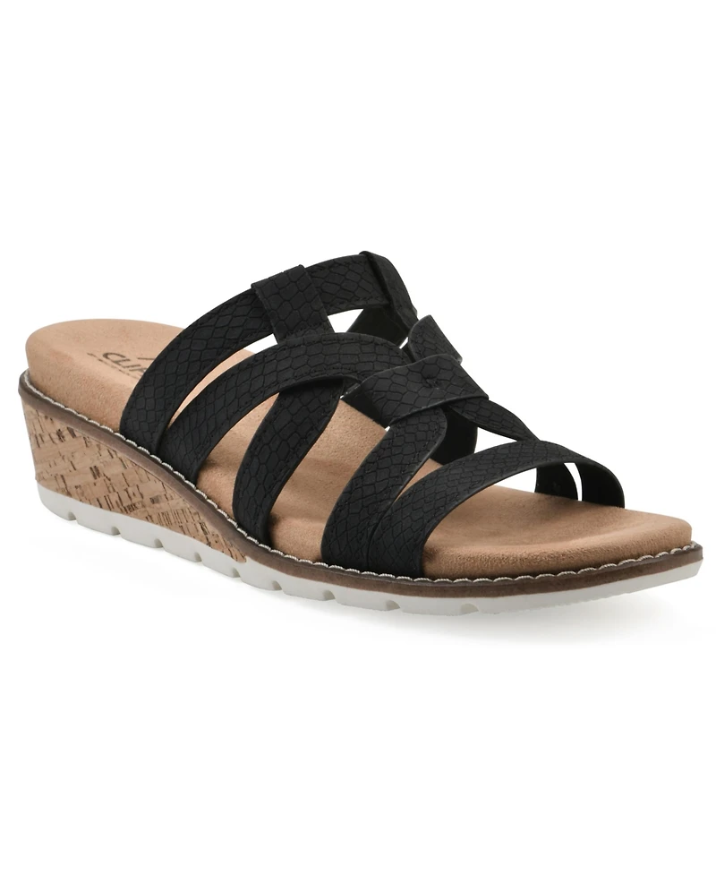 Cliffs by White Mountain Women's Tinisha Wedge Slip-On Sandals
