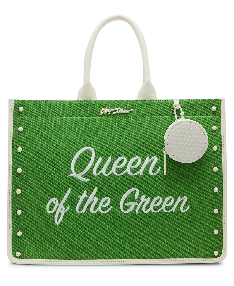Betsey Johnson Queen of The Green Canvas Large Tote Bag