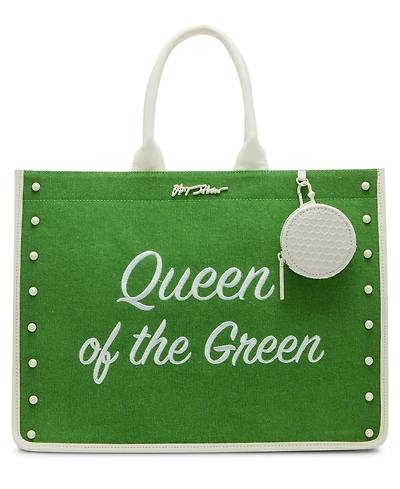 Betsey Johnson Queen of The Green Canvas Large Tote Bag
