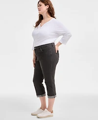 Style & Co Plus Size Mid-Rise Curvy-Fit Capri Jeans, Exclusively at Macy's