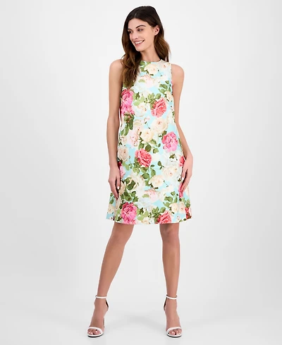 Anne Klein Women's Printed Sleeveless Scuba Shift Dress
