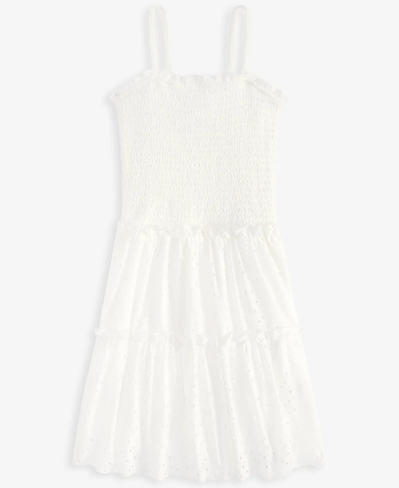 With Jules Big Girl Eyelet Pull On Smocked Bodice Dress
