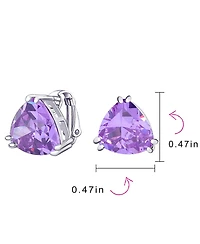 Bling Jewelry Triangle Shape Classic Large Statement 6CT Cz Solitaire Clip On Stud Earrings Rhodium Plated Brass Non Pierced 12MM