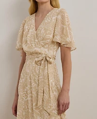 Lauren Ralph Lauren Women's Floral Belted Crinkle Georgette Dress