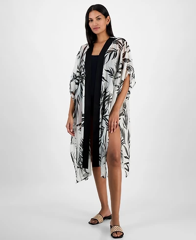 I.n.c. International Concepts Jungle-Print Open Duster Cover-Up With Shine, Exclusively at Macy's