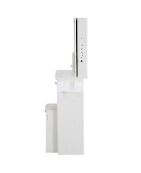 50.40"Small Size Left Drawer Desktop Vanity Table + Cushioned Stool, 2 Ac+2 Usb Power Station, Hair dryer bracket,White