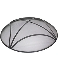 Outdoor Heavy-Duty Reinforced Steel Round Fire Pit Spark Screen with Ring Handle