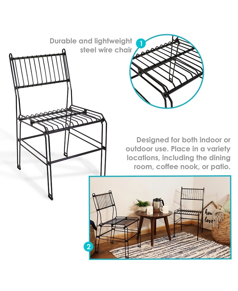 Indoor/Outdoor Furniture Steel Wire Dining Chair - Black