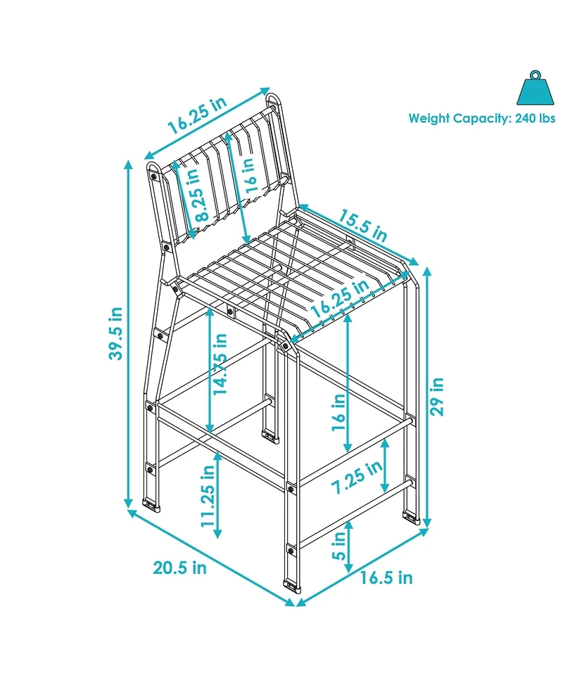 Indoor/Outdoor Furniture Steel Wire Bar-Height Dining Chair - Black