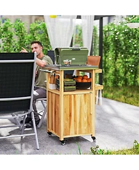Outsunny Grill Cart, Kitchen Island with Stainless Steel Top, Dark