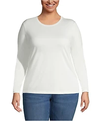 Lands' End Plus Relaxed Supima Cotton Long Sleeve Crew Neck T-Shirt
