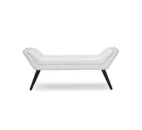 Baxton Studio Tamblin Modern and Contemporary White Faux Leather Upholstered Large Ottoman Seating Bench