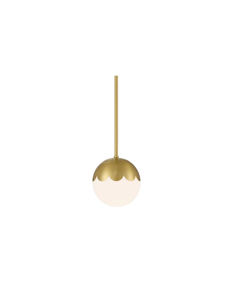 360 Lighting Camila 7" Mid Century Modern Pendant Ceiling Light Fixture Dining Room Over Table Globe Antique Brass Finish Mini
