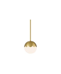 360 Lighting Camila 7" Mid Century Modern Pendant Ceiling Light Fixture Dining Room Over Table Globe Antique Brass Finish Mini