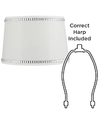 Springcrest White Medium Drum Lamp Shade with Crystal Trim 13" Top x 15" Bottom x 10" High x 10" Slant (Spider) Replacement